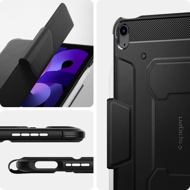 Защитный чехол Spigen (SGP) Rugged Armor Pro для Apple iPad Air 11 M3/M2 (2025/2024) / Air 4 / 5 10.9 (2020/2022) ACS02054 - Black: фото 14 из 19