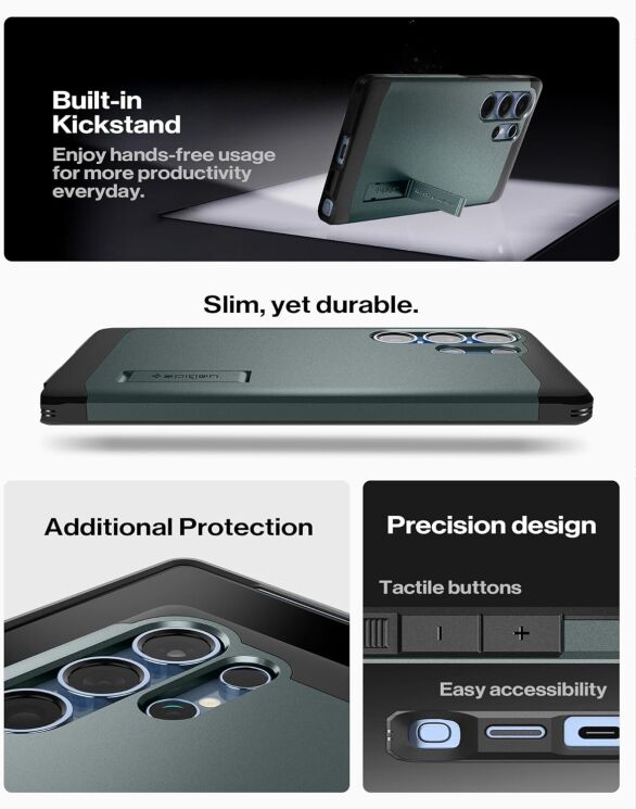 Защитный чехол Spigen (SGP) Tough Armor (MagFit) для Samsung Galaxy S25 Ultra (S938) ACS08966 - Abyss Green: фото 17 из 17