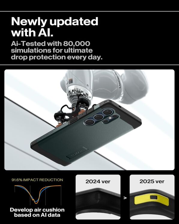 Защитный чехол Spigen (SGP) Tough Armor (MagFit) для Samsung Galaxy S25 Ultra (S938) ACS08966 - Abyss Green: фото 14 из 17