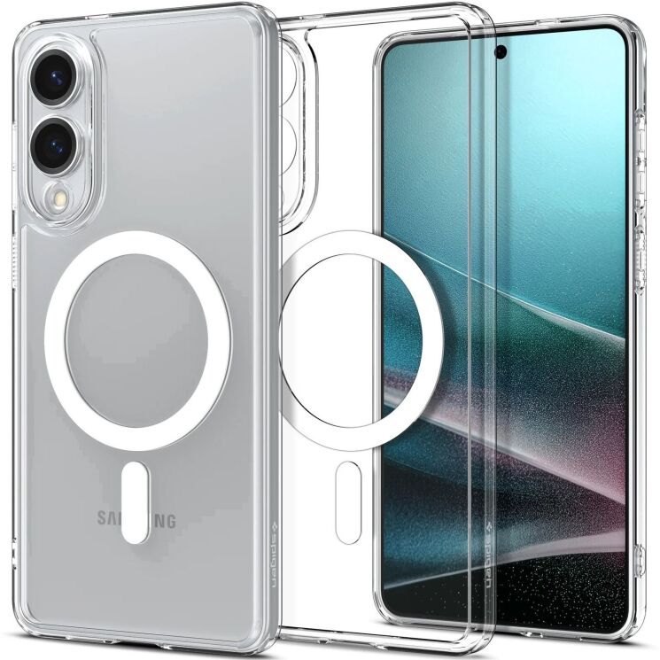 Захисний чохол Spigen (SGP) Ultra Hybrid (MagFit) для Samsung Galaxy S25 Edge (S937) ACS09418 - Clear / White: фото 1 з 13
