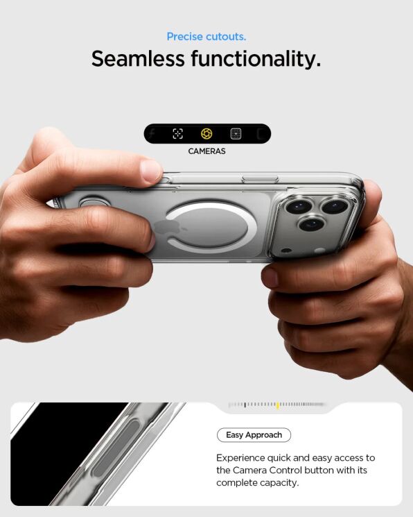 Защитный чехол Spigen (SGP) Ultra Hybrid S (MagFit) для iPhone 17 Pro (ACS09946) - Clear / White: фото 11 из 15