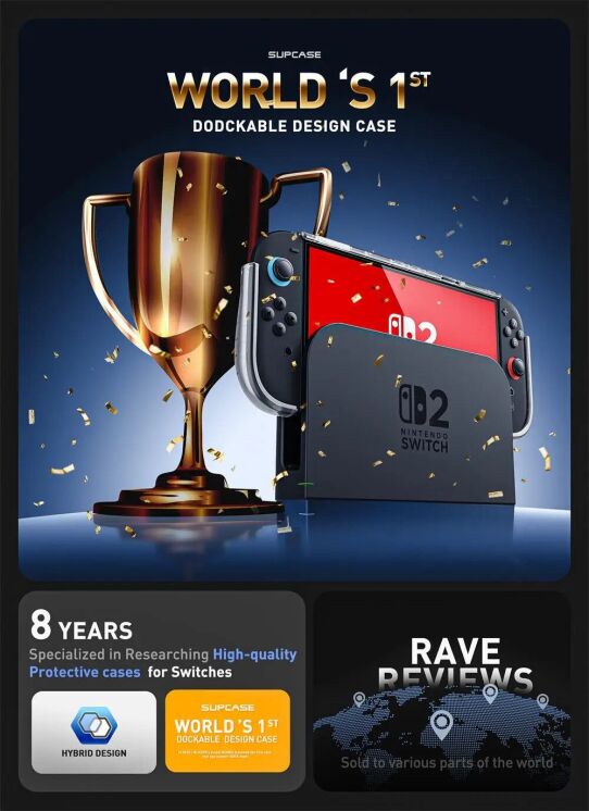 Захисний чохол Supcase Crystal Case для Nintendo Switch 2 (843439157392) - Frost Black: фото 3 з 8