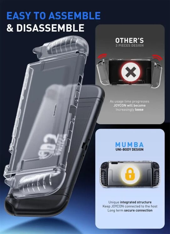 Захисний чохол Supcase Crystal Case для Nintendo Switch 2 (843439157392) - Frost Black: фото 7 з 8