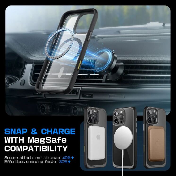 Захисний чохол Supcase UB Mag Slim Clear MagSafe для Apple iPhone 16 Pro (843439150546) - Black: фото 9 з 11