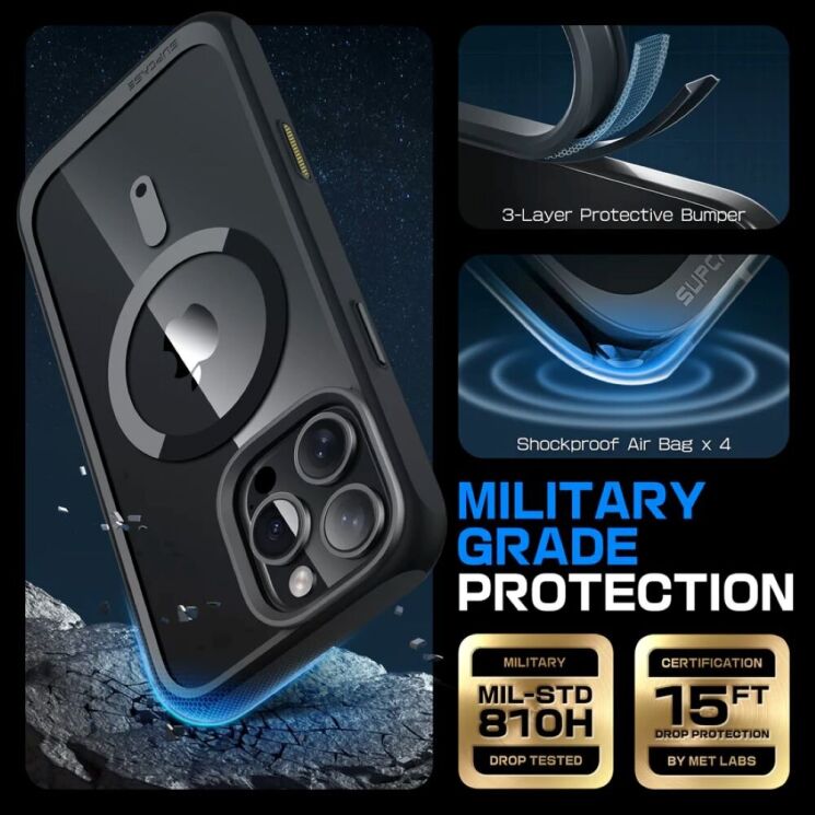 Захисний чохол Supcase UB Mag Slim Clear MagSafe для Apple iPhone 16 Pro (843439150546) - Black: фото 8 з 11
