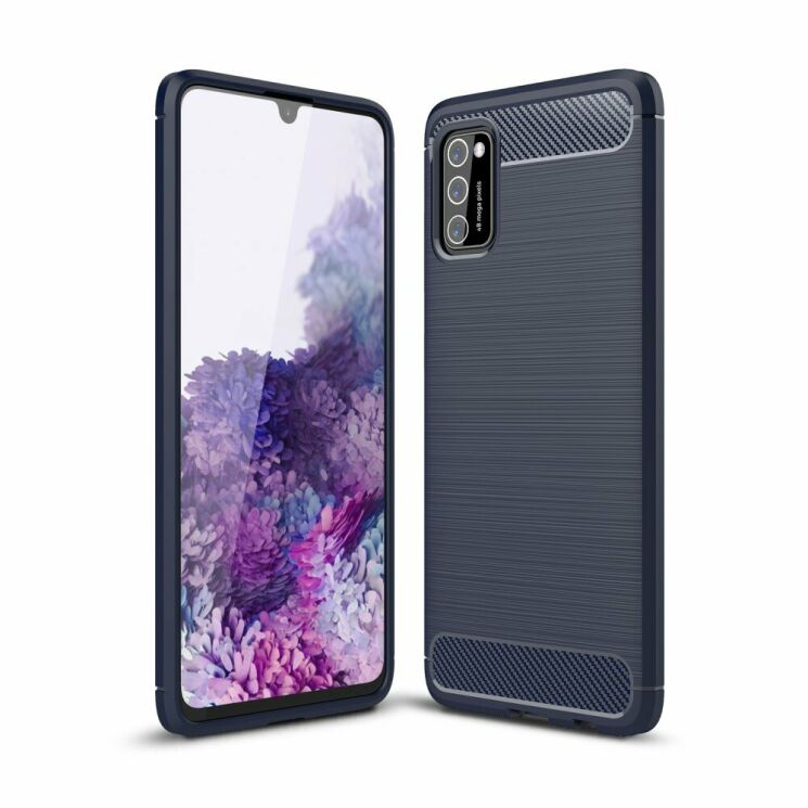 Силиконовый (TPU) чехол UniCase Carbon для Samsung Galaxy A41 (A415) - Dark Blue: фото 1 из 9