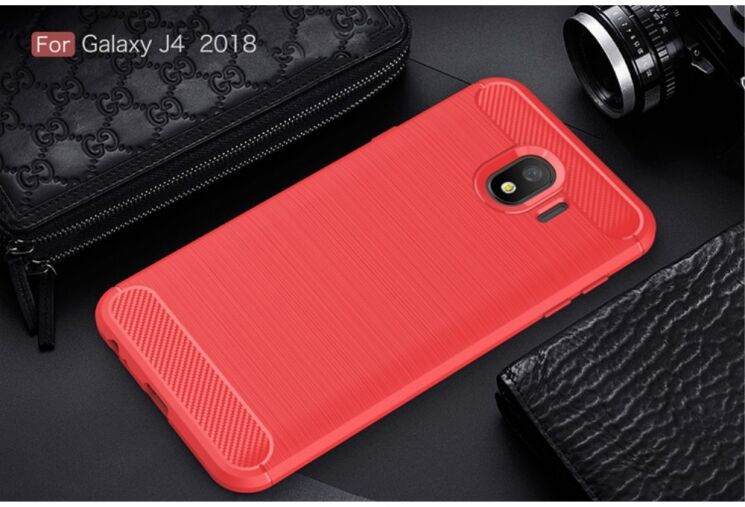 Защитный чехол UniCase Carbon для Samsung Galaxy J4 2018 (J400) - Red: фото 2 из 8