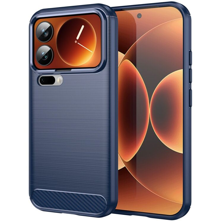 Силиконовый (TPU) чехол UniCase Carbon для Xiaomi 17 Pro - Blue: фото 1 из 8