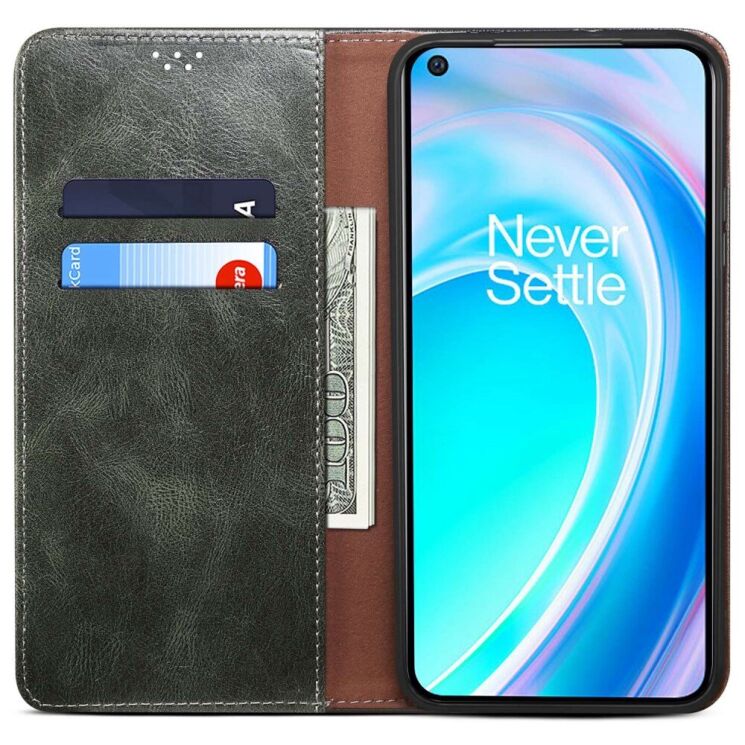 Чехол-книжка с кармашками UniCase Leather Wallet для OnePlus Nord CE 2 Lite - Green: фото 2 из 18