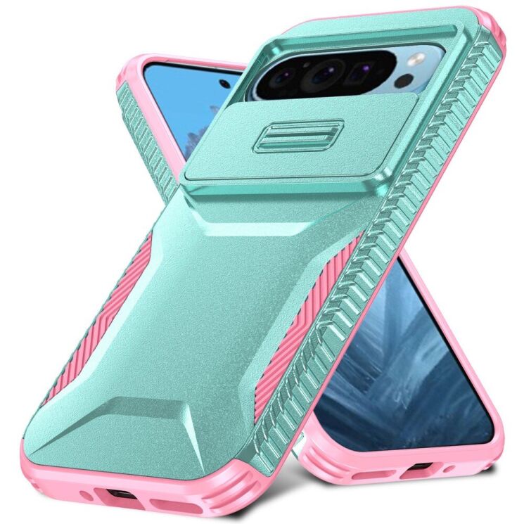 Защитный чехол UniCase Shuttle Guard для Google Pixel 9 / 9 Pro - Green / Pink: фото 2 из 7