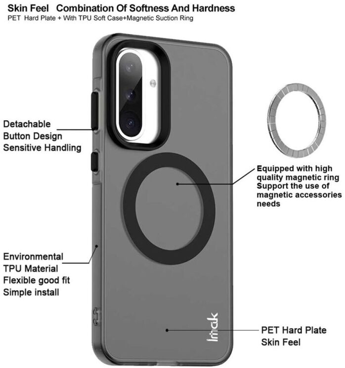 Защитный чехол IMAK Candy Series Magnetic для Samsung Galaxy A36 (A366) / A56 (A566) - Black: фото 6 из 8
