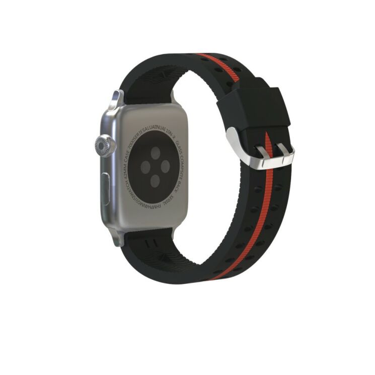 Ремінець UniCase Sport Style для Apple Watch 46 / 45 / 44 / SE 44 / 42 (Series 1-3) / Ultra / Ultra 2 / Ultra 3 - Black / Red: фото 3 з 5
