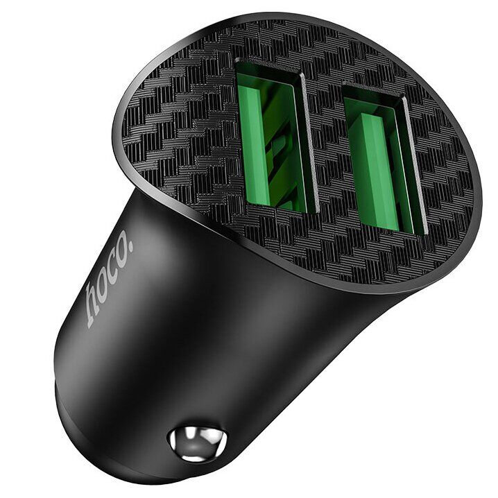 Автомобільний зарядний пристрій Hoco Z39 QC3.0 (18W, 2USB) - Black: фото 5 з 9