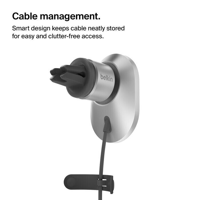 Автомобильный держатель с беспроводной зарядкой Belkin BoostCharge Pro Qi2 (15W) WIC008btGR-V2 - Gray: фото 7 из 18