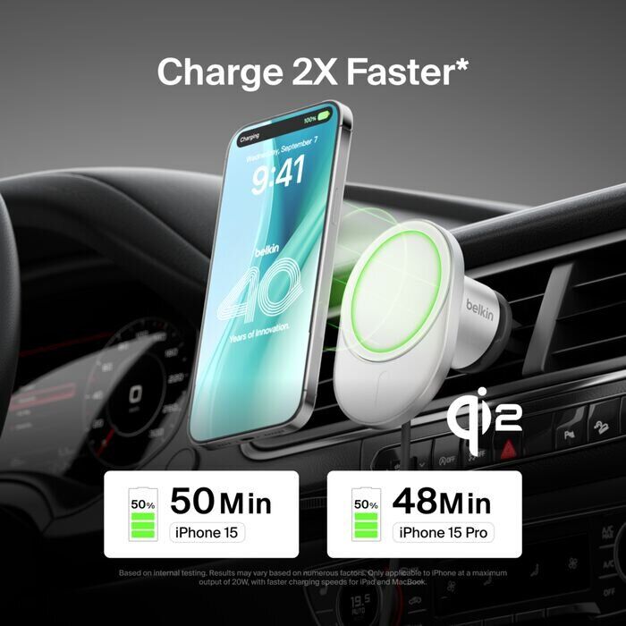 Автомобильный держатель с беспроводной зарядкой Belkin BoostCharge Pro Qi2 (15W) WIC008btGR-V2 - Gray: фото 13 из 18