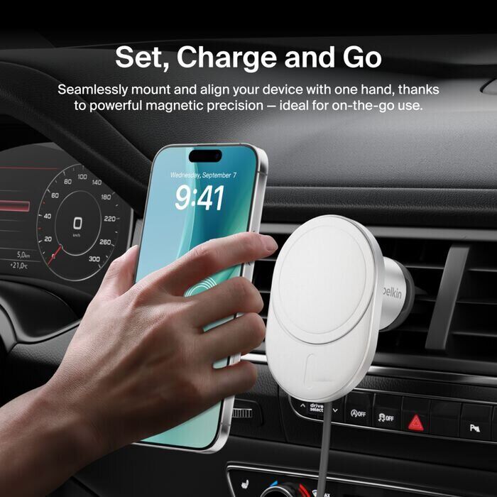 Автомобильный держатель с беспроводной зарядкой Belkin BoostCharge Pro Qi2 (15W) WIC008btGR-V2 - Gray: фото 17 из 18
