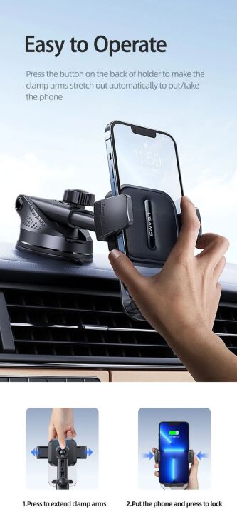 Автомобильный держатель Usams US-ZJ072 Car Center Console Retractable - Black: фото 8 из 21