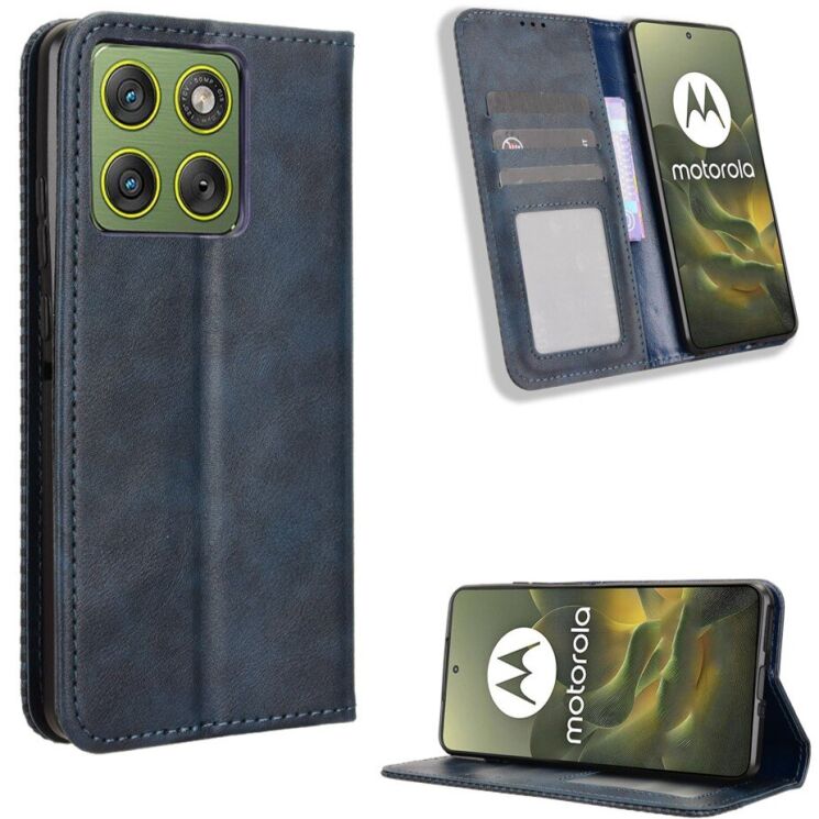 Чохол-книжка Deexe Retro Style для Motorola Edge 70 - Blue: фото 1 з 18