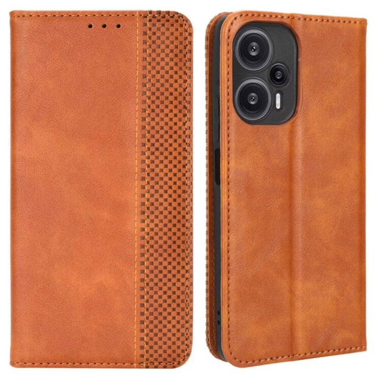 Чехол Deexe Retro Style для Xiaomi Poco F5 / Redmi Note 12 Turbo - Brown: фото 1 из 8