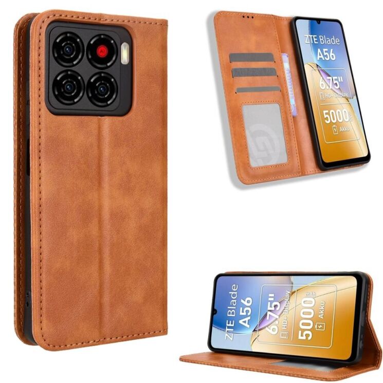 Чехол-книжка Deexe Retro Style для ZTE Blade A56 - Brown: фото 2 из 18