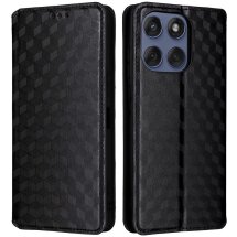 Чехол Deexe Rhombus Book для Motorola Edge 60 / Edge 60 Fusion - Black: фото 1 из 10