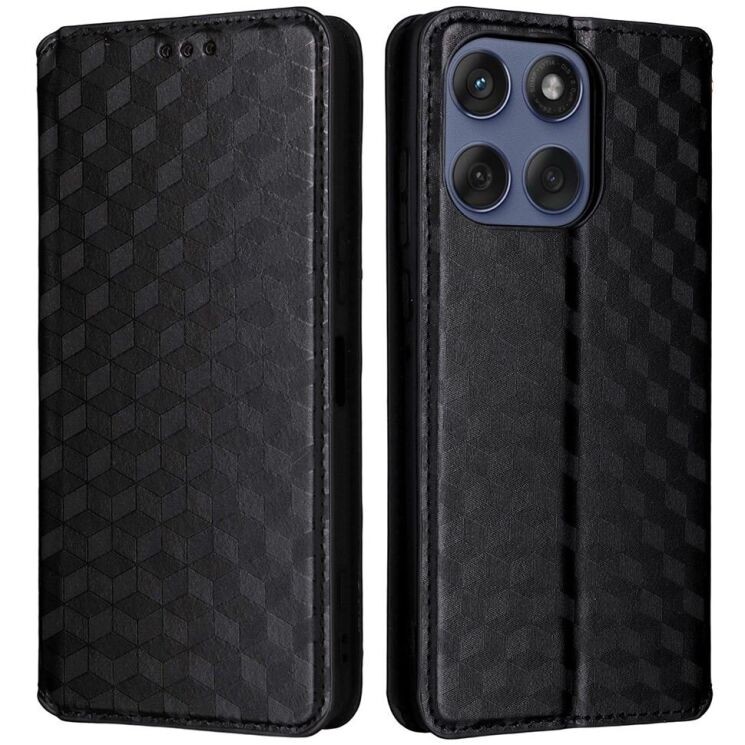 Чехол Deexe Rhombus Book для Motorola Edge 60 / Edge 60 Fusion - Black: фото 1 из 10
