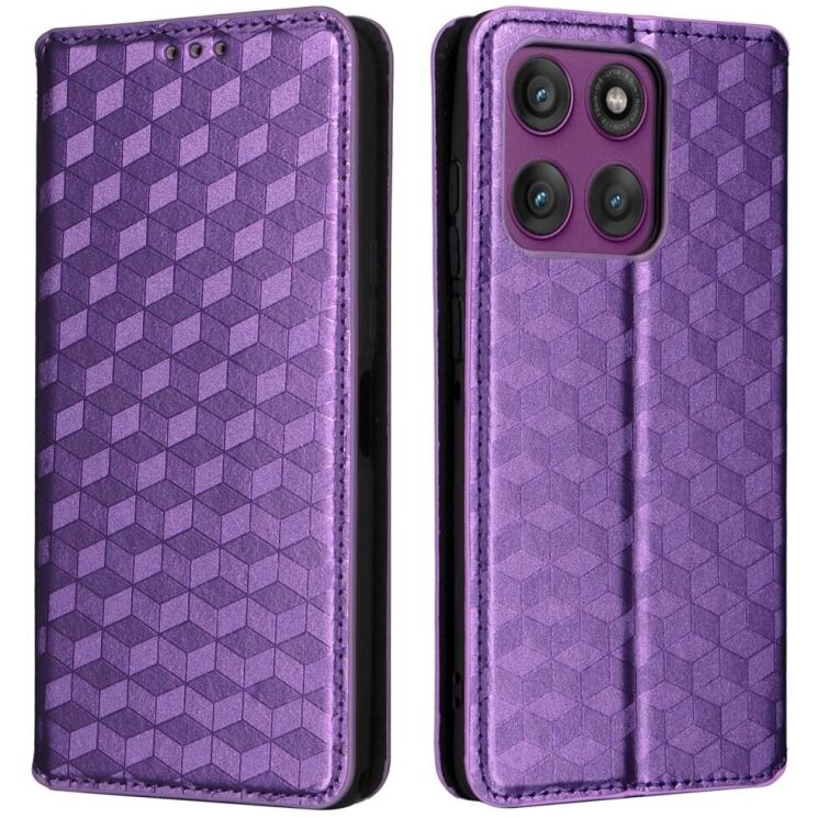 Чехол Deexe Rhombus Book для Motorola Edge 60 Pro - Purple: фото 1 из 9