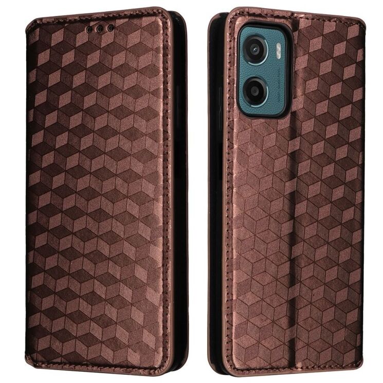 Чохол Deexe Rhombus Book для Motorola Moto G05 / Moto E15 - Brown: фото 1 з 10