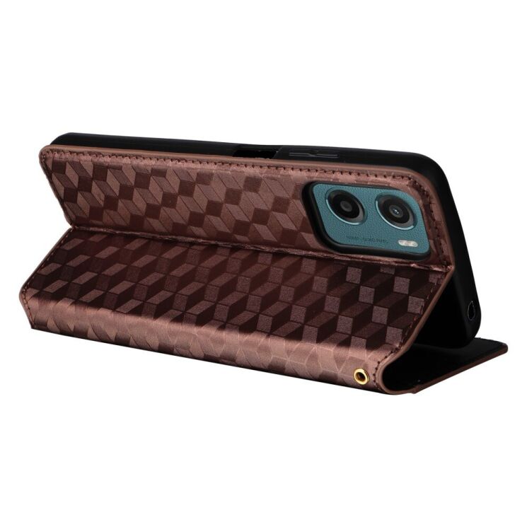 Чохол Deexe Rhombus Book для Motorola Moto G05 / Moto E15 - Brown: фото 4 з 10