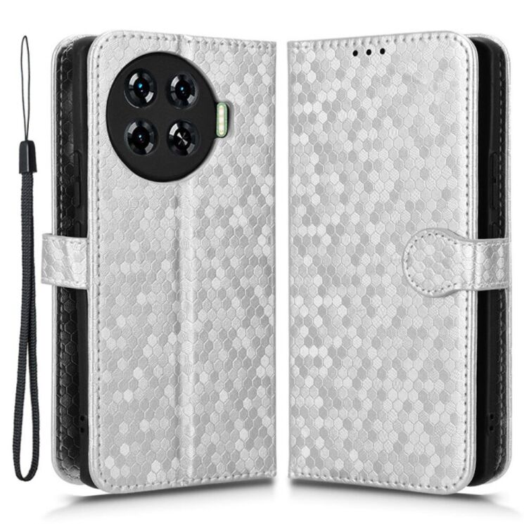 Чехол Deexe Rhombus Book для TECNO Spark 20 Pro+ - Silver: фото 1 из 7