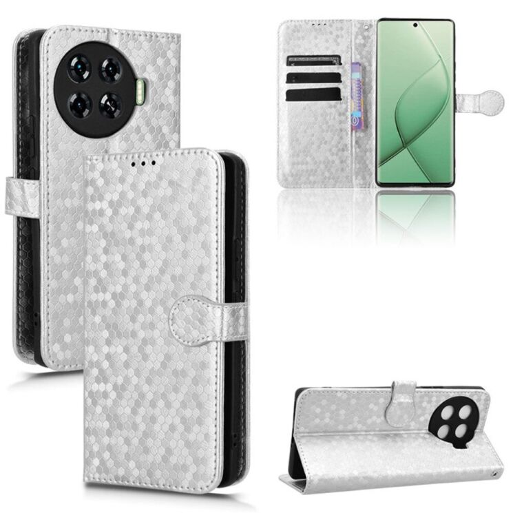 Чехол Deexe Rhombus Book для TECNO Spark 20 Pro+ - Silver: фото 7 из 7