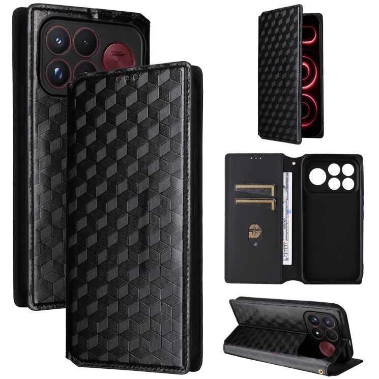 Чехол Deexe Rhombus Book для Xiaomi Poco F9 Ultra - Black: фото 6 из 10