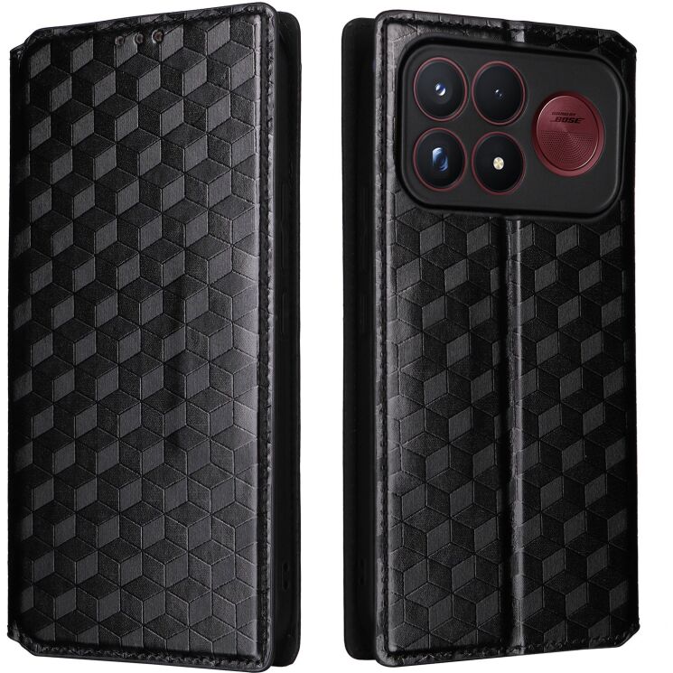 Чехол Deexe Rhombus Book для Xiaomi Poco F9 Ultra - Black: фото 1 из 10