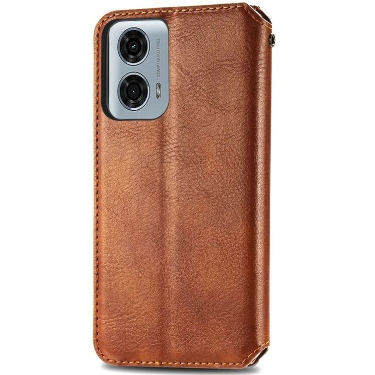 Чехол Deexe Rhombus Wallet для Motorola Moto G24 Power - Brown: фото 5 из 6