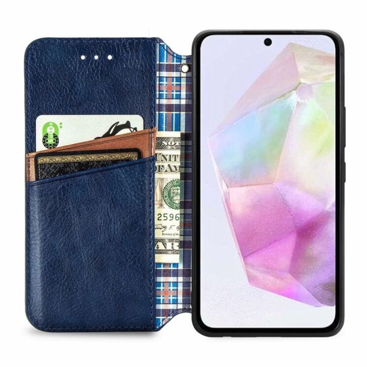 Чехол Deexe Rhombus Wallet для Samsung Galaxy A35 (A356) - Blue: фото 2 из 6