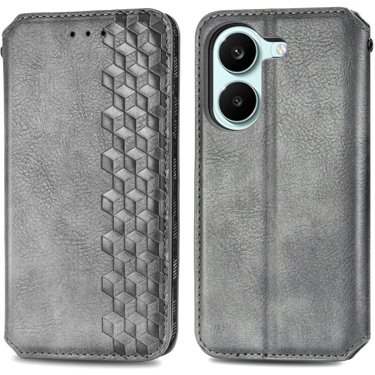 Чехол Deexe Rhombus Wallet для Xiaomi Poco X8 Pro - Grey: фото 1 из 10