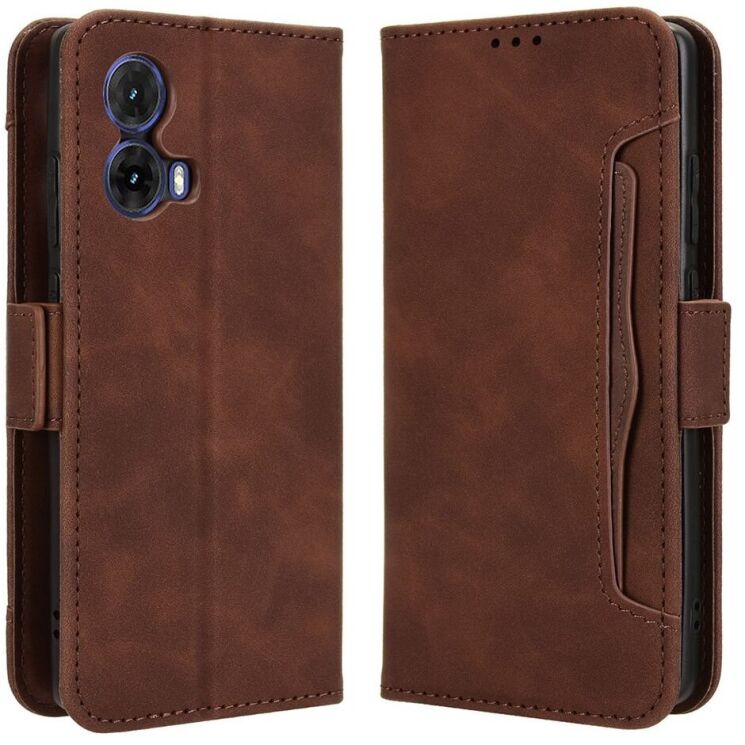 Чехол Deexe Wallet Stand для Motorola Moto G85 - Brown: фото 1 из 7