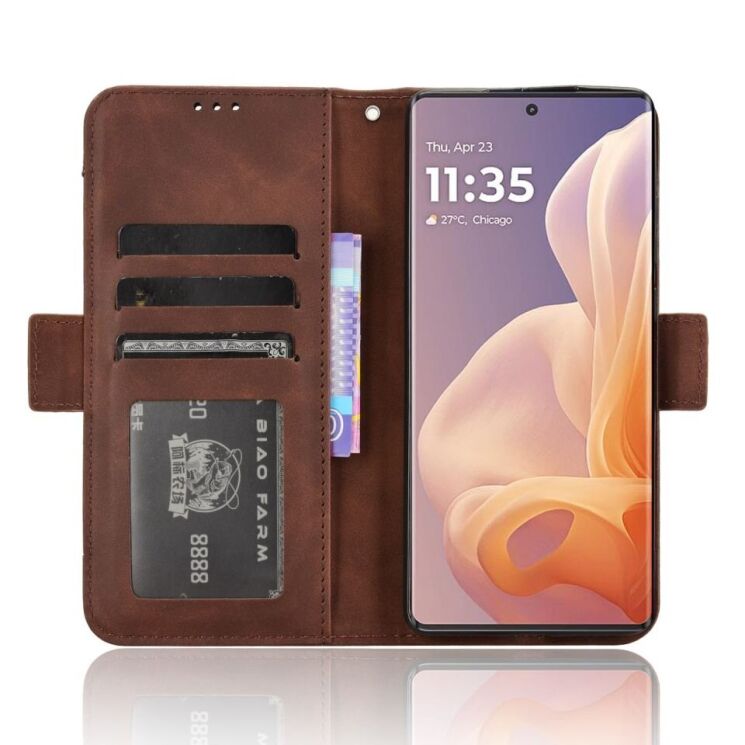 Чехол Deexe Wallet Stand для Motorola Moto G85 - Brown: фото 3 из 7