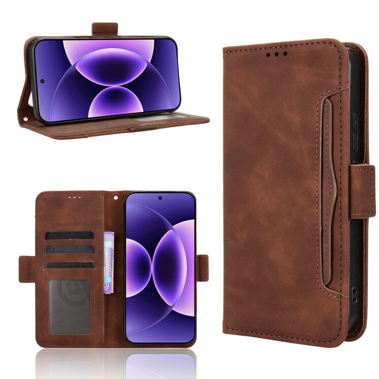Чехол-книжка с кармашками Deexe Wallet Stand для Xiaomi 17 Pro - Brown (390711Z) Чехол-книжка с кармашками Deexe Wallet Stand для Xiaomi 17 Pro - Brown: фото 7 из 15