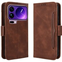 Чехол-книжка с кармашками Deexe Wallet Stand для Xiaomi 17 Pro - Brown: фото 1 из 15