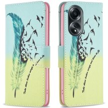Чехол-книжка Deexe Color Wallet для OPPO A58 / A98 - Feather and Birds: фото 1 из 8
