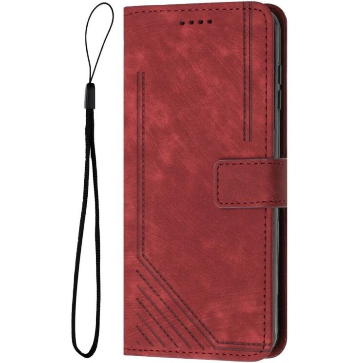 Чехол-книжка Deexe Lines Series для Motorola Moto G15 - Red: фото 4 из 11