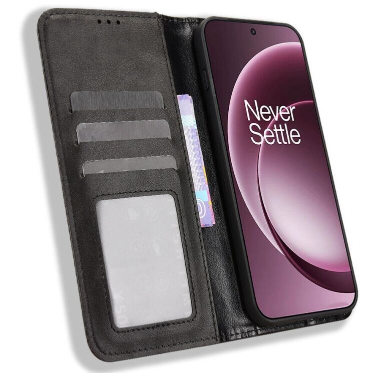 Чехол-книжка Deexe Retro Style для OnePlus 15 - Black: фото 5 из 16