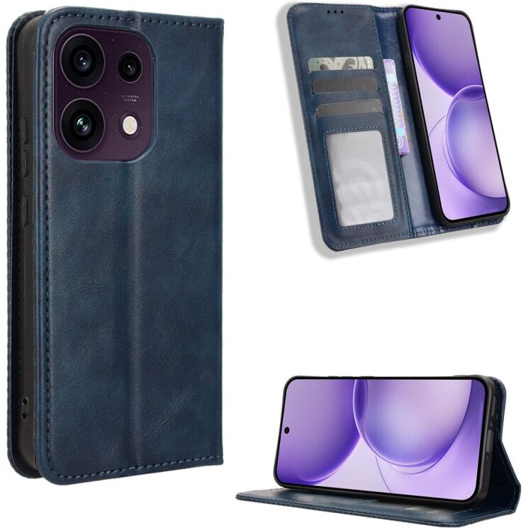 Чехол-книжка Deexe Retro Style для OPPO Reno 16 F/FS - Blue: фото 2 из 17