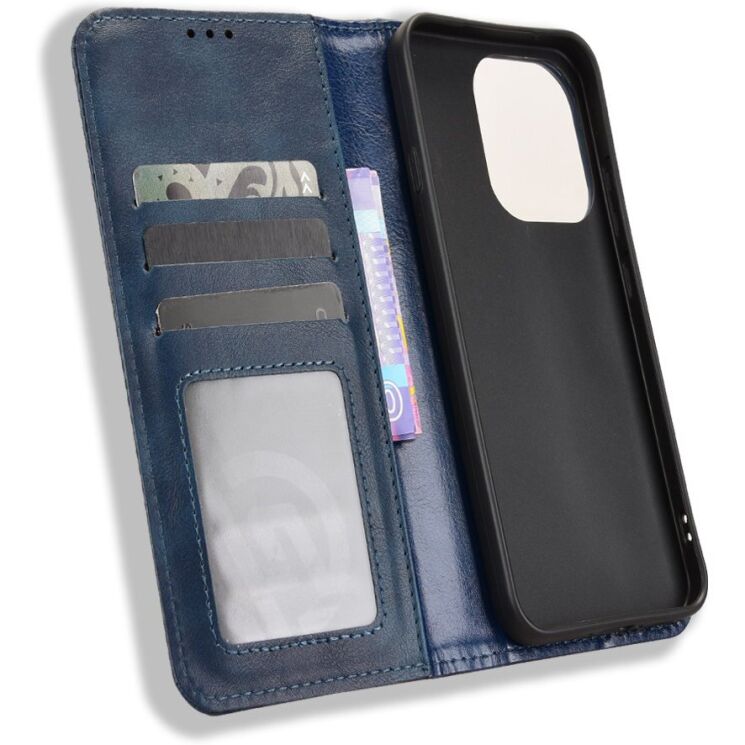 Чехол-книжка Deexe Retro Style для OPPO Reno 16 F/FS - Blue: фото 5 из 17