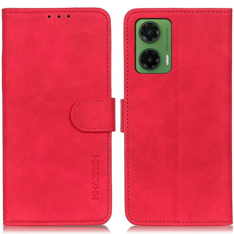 Чехол-книжка KHAZNEH Retro Wallet для Motorola Moto G35 - Red: фото 1 из 8