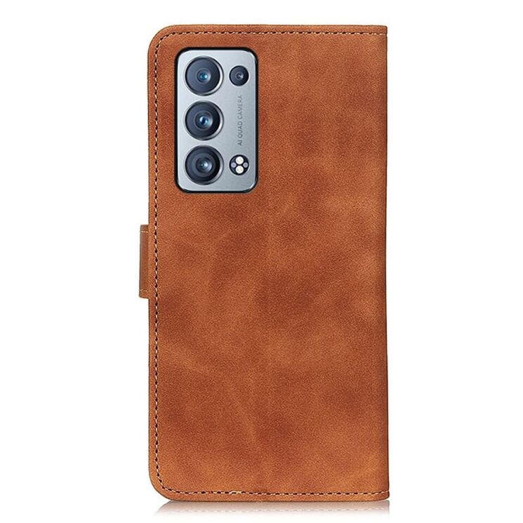 Чехол-книжка с застежкой KHAZNEH Retro Wallet для OPPO Reno 6 Pro / 6 Pro Plus - Brown: фото 4 из 12