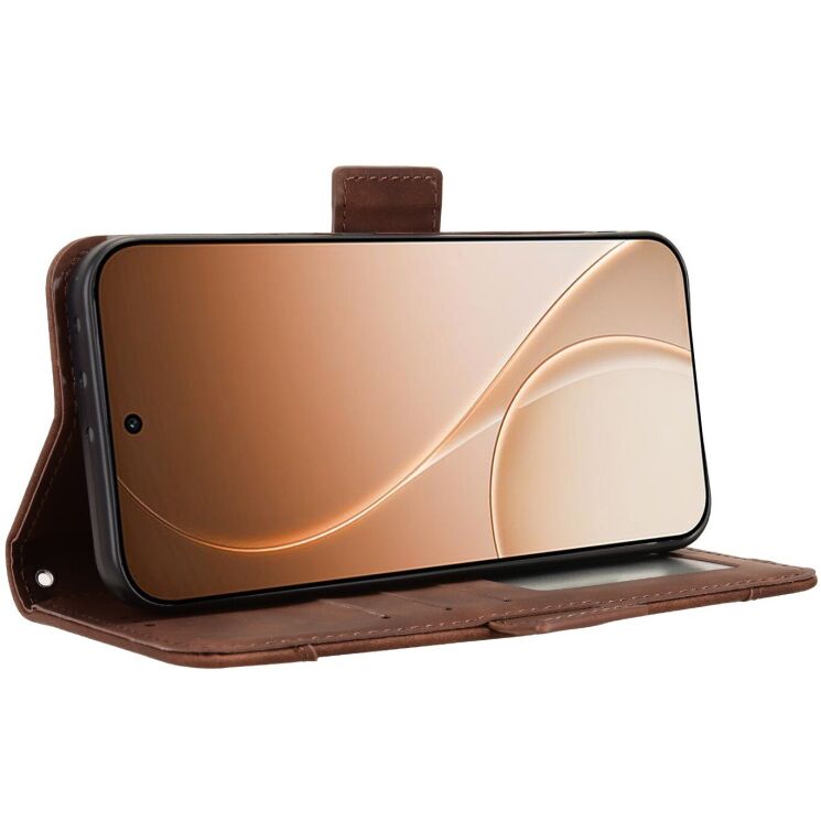 Чохол-книжка з кишеньками Deexe Wallet Stand для OPPO Reno 15 Pro - Brown (405603Z) Чохол-книжка з кишеньками Deexe Wallet Stand для OPPO Reno 15 Pro - Brown: фото 5 з 15