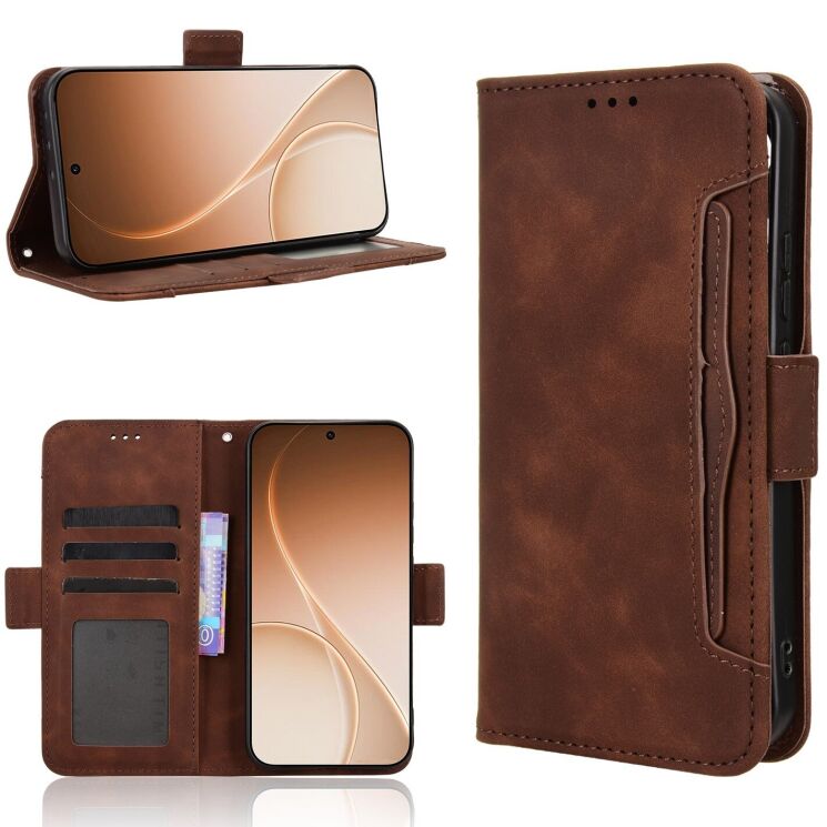 Чохол-книжка з кишеньками Deexe Wallet Stand для OPPO Reno 15 Pro - Brown (405603Z) Чохол-книжка з кишеньками Deexe Wallet Stand для OPPO Reno 15 Pro - Brown: фото 7 з 15