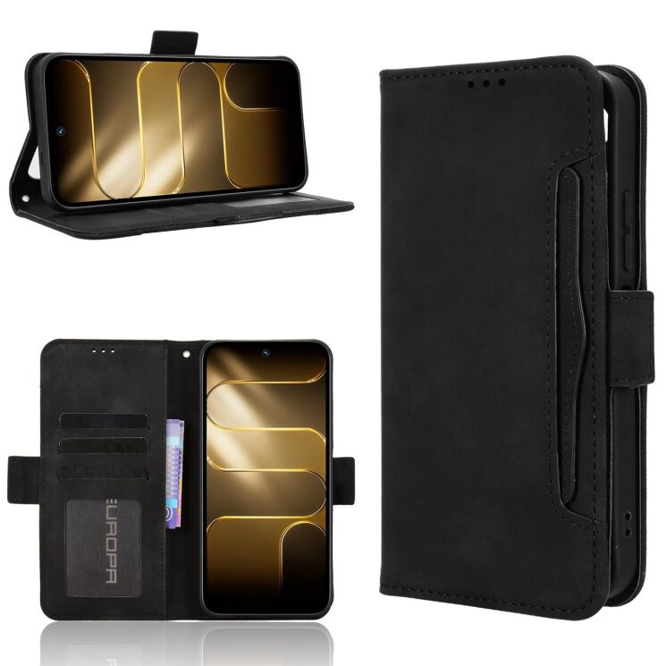 Чехол-книжка с карманами Deexe Wallet Stand для TECNO Spark 50 - Black: фото 8 из 17